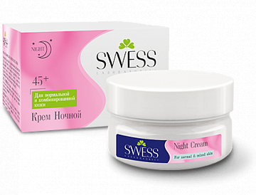Крем для лица Swess PRO ночной 45+ для нормальной и комбинированной кожи